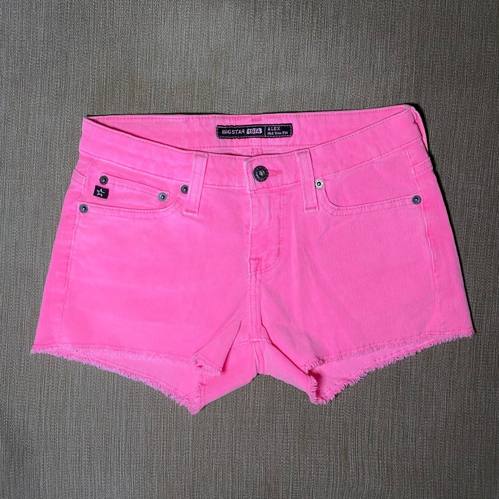 Big Star Alex Mid Rise Fit Corduroy Pink Shorts